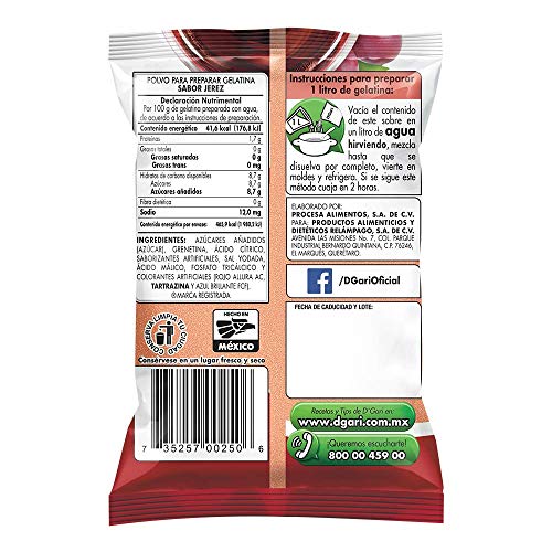 Dgari Gelatin Dessert Sherry- Dgari Jerez- 5 Pack Jerez