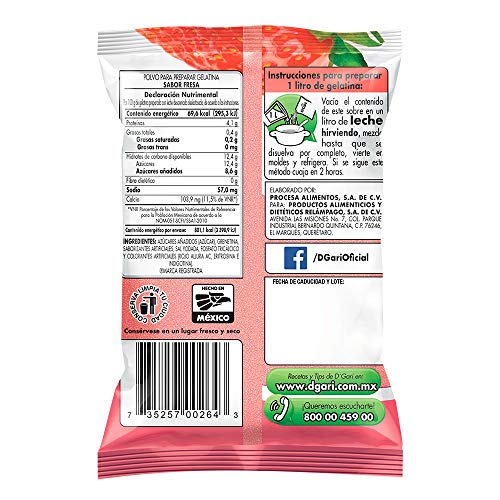 Dgari Gelatin Dessert Strawberry- Dgari Fresa 5 Pack Strawberry