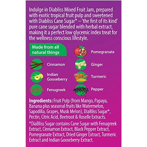 Diabliss Mixed Fruit Jam - Low Glycemic Index Fruit Spread - Swe