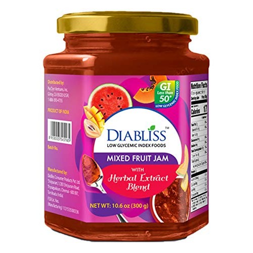 Diabliss Mixed Fruit Jam - Low Glycemic Index Fruit Spread - Swe