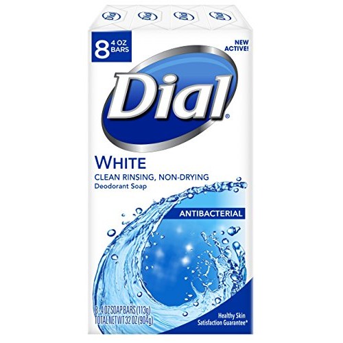 Dial Antibacterial Deodorant Soap, White, 4 Ounce Pack Of 8 Bars