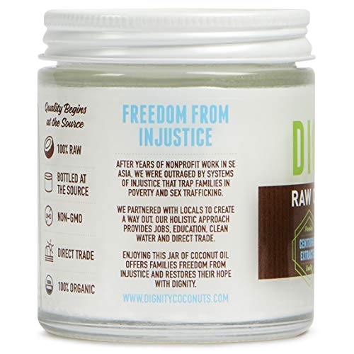 Dignity Coconuts Organic Virgin Coconut Oil, Centrifuge Raw, 4Oz