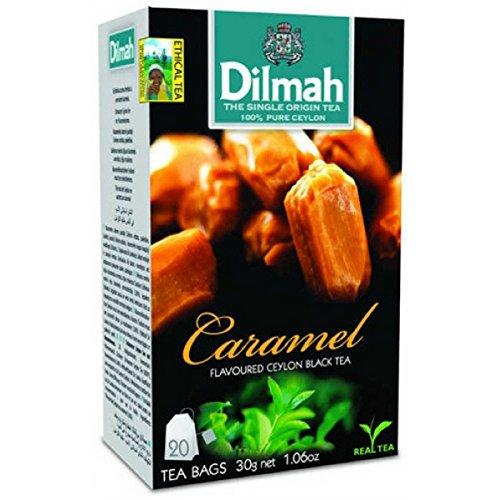 Dilmah Caramel Flavored Ceylon Black Tea - 20 Tea Bags X 6 Pack