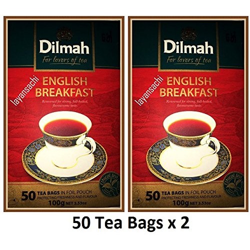 Dilmah English Breakfast Tea 50 Tea Bags 100G 3.52 Oz Pack Of 2