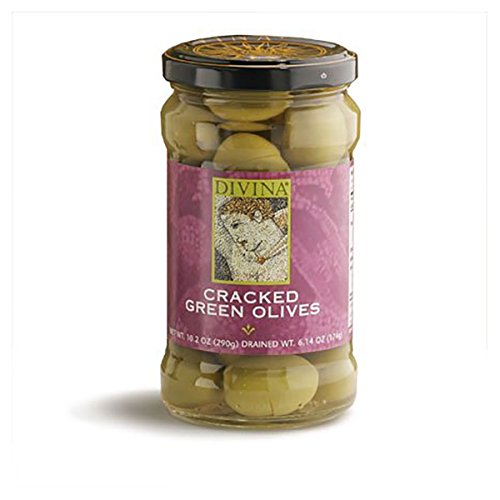 Divina Cracked Green Olives, 6 Oz. Case Of 6