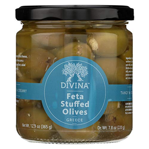Divina Green Olives W/Feta Cheese, 7.8-Ounce Pack Of 6