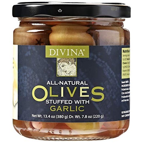 Divina Green Olives Stuffed W/ Garlic, 7.8 Oz