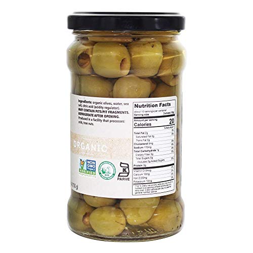 Divina Organic Pitted Green Olives, 10.2 Ounce