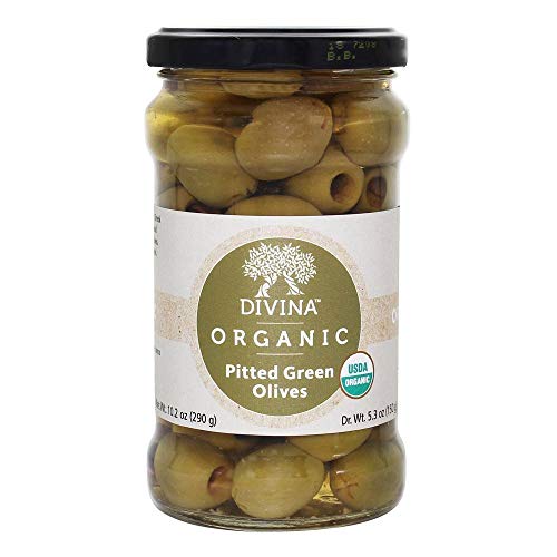 Divina Organic Pitted Green Olives, 10.2 Ounce