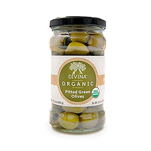Divina Organic Pitted Green Olives, 5.3 Oz