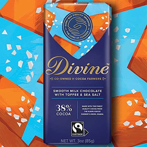 Divine Chocolate Bars - Milk Chocolate with Toffee & Sea Salt - ...
