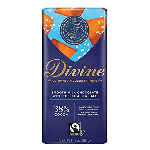 Divine Chocolate Bars - Milk Chocolate with Toffee & Sea Salt - ...