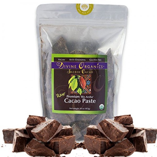 Divine Organics Raw Organic Cacao Paste/Liquor, 16 Oz Cocoa Paste