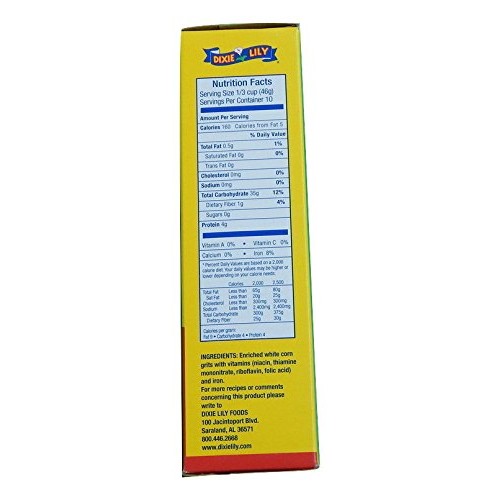Dixie Lily Enriched White Corn Quick Grits 16-Ounce Box Pack Of 2