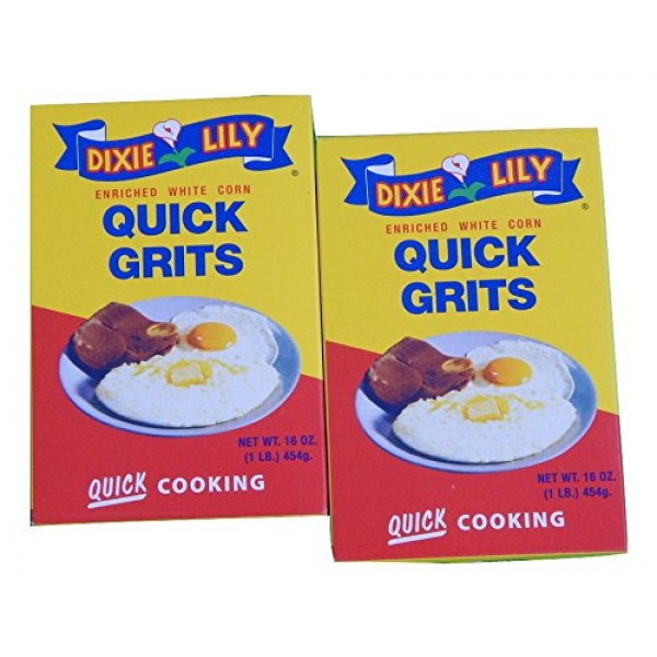 Dixie Lily Enriched White Corn Quick Grits 16-Ounce Box Pack of 2