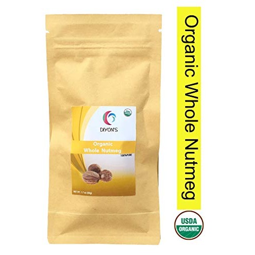 Organic Whole Nutmeg 1.7 Oz, Premium Grade Stand Up Resealable