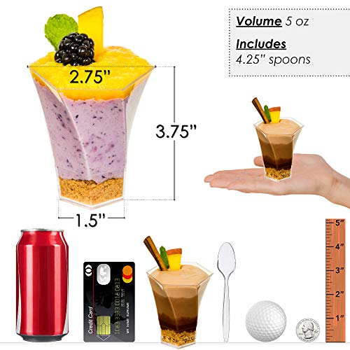 DLux 36 x 5 oz Mini Dessert Cups with Spoons, Hexa Swirl - Clear...