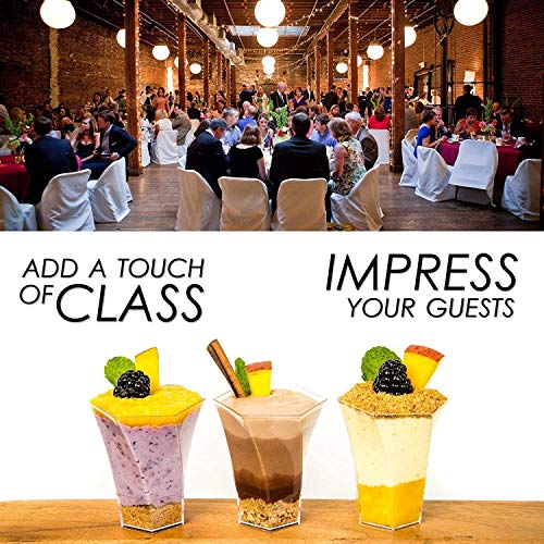 DLux 36 x 5 oz Mini Dessert Cups with Spoons, Hexa Swirl - Clear...