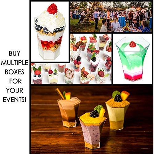 DLux 36 x 5 oz Mini Dessert Cups with Spoons, Hexa Swirl - Clear...