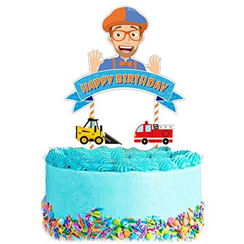 Blippi Cake Topper,Blippi Party Favor Supplies Themed Happy Birt