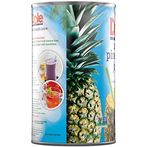 Dole 100% Juice, Pineapple, 46 Ounce Cans Pack Of 6