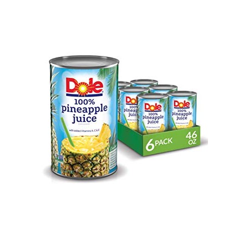 Dole 100% Juice, Pineapple, 46 Ounce Cans Pack Of 6