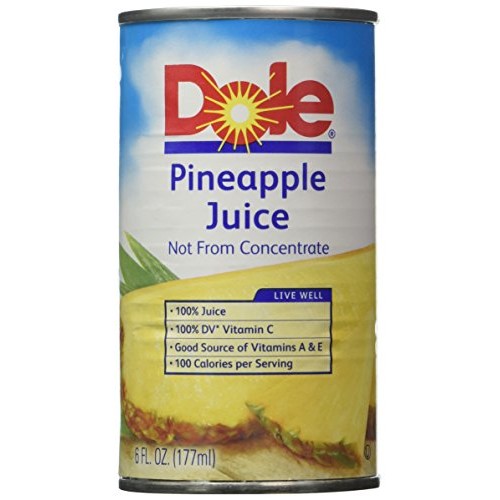 Dole Pineapple Juice 6 6-Oz. Cans Pack Of 6 = 36 Cans