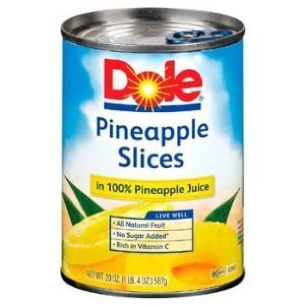 Dole Pineapple Slices in 100% Pineapple Juice, 20 ounce Cans Pa...