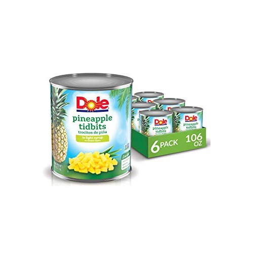 Dole Pineapple Tidbits In Light Syrup, 106 Ounce Cans Pack Of 6