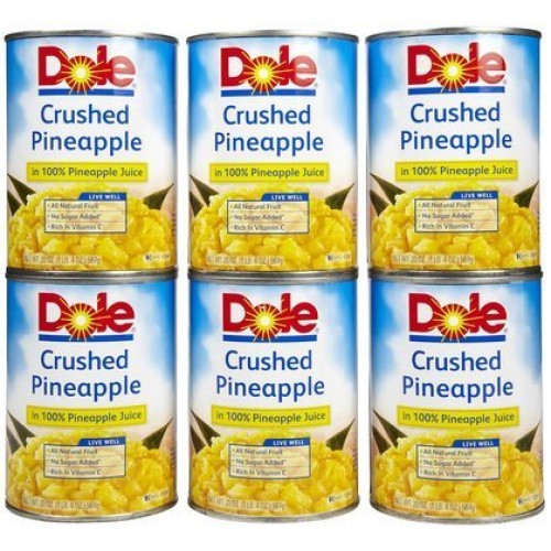 Dole Crushed Pineapple In 100% Juice, No Sugar Added 20 Oz Pack