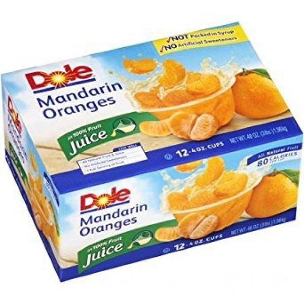 Dole Mandarin Oranges In 100% Juice, 4 Oz, 12 Count