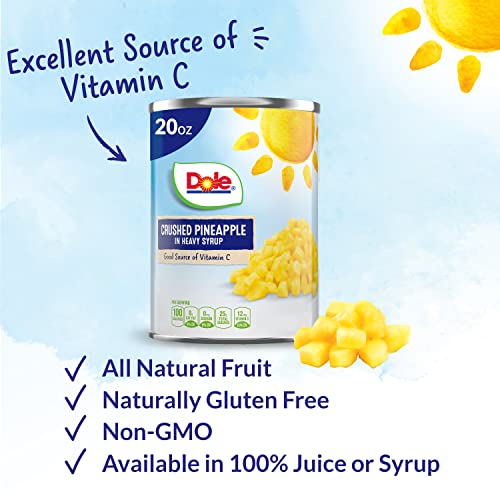 Dole Crushed Pineapple In Heavy Syrup 20Oz Can, Pack Of 12
