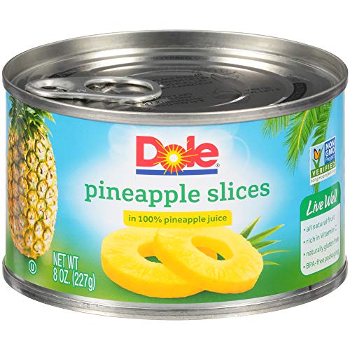 Dole Canned Pineapple Slices In 100% Fruit Juice, 8 Ounce Can P