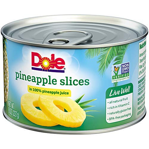Dole Canned Pineapple Slices In 100% Fruit Juice, 8 Ounce Can P