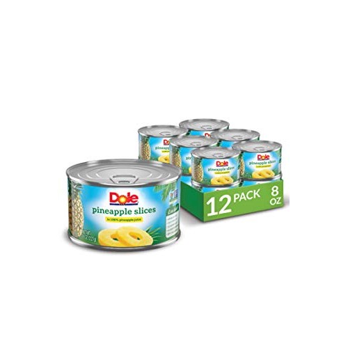 Dole Canned Pineapple Slices In 100% Fruit Juice, 8 Ounce Can P