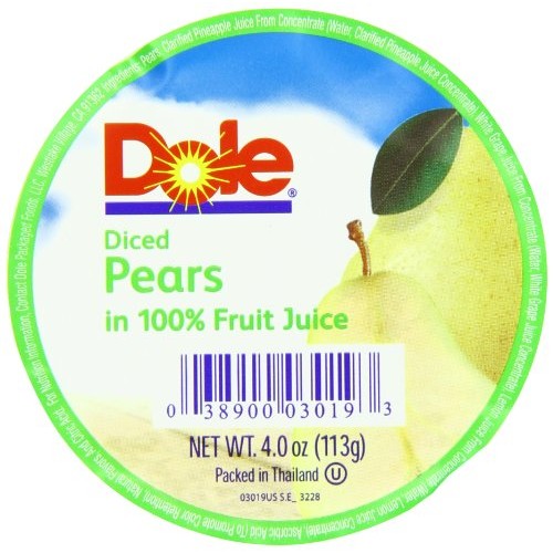 Dole Diced Pears, 4-Ounce Cups Pack Of 36