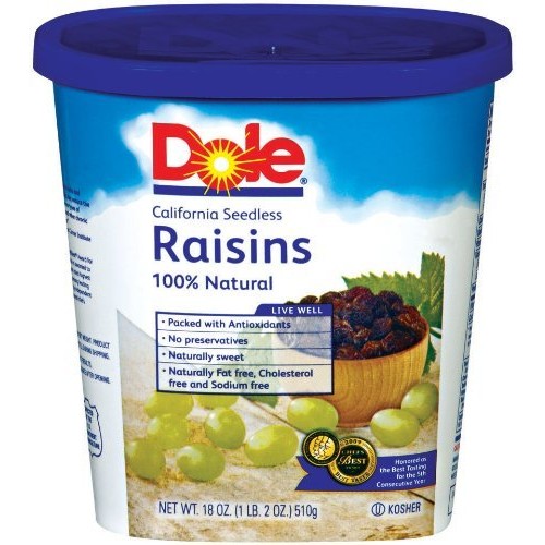 Dole California Seedless Raisins [Case Count: 12 Per Case][Case