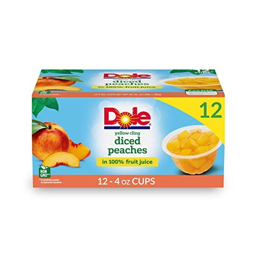 Dole Fruit Bowls, Diced Peaches In 100% Fruit Juice, 12 Count, 4