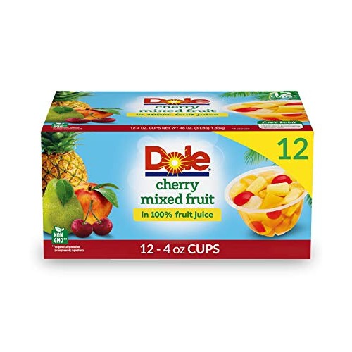 Dole Fruit Bowls, Cherry Mixed Fruit In 100% Fruit Juice, 12 Cou