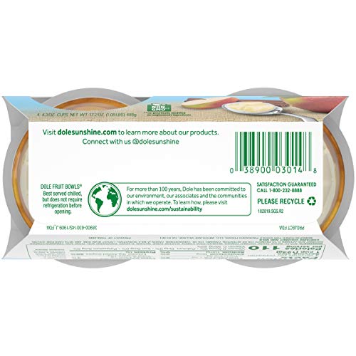Dole Fruit Bowls, Apples And Creme Parfait, 4 Count, 4.3 Ounce C