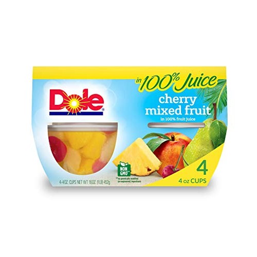 Dole Fruit Bowls Cherry &Amp; Mixed Fruit In 100% Fruit Juice 4 Oz 4