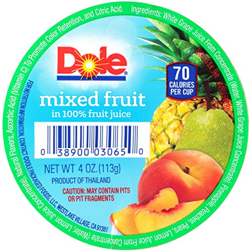 Dole Fruit Bowls, Dole Mixed Fruit , 4-Ounce Cups Pack Of 36