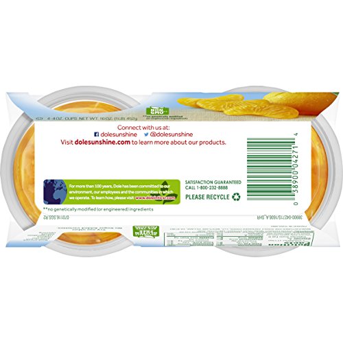 Dole Fruit Bowls, Mandarin Oranges In Water, No Sugar Added, 4 C