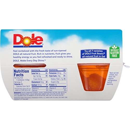 Dole Fruit Bowls Mandarins In Orange Gel, 4 Cups 6 Pack