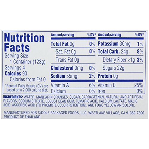 Dole Fruit Bowls Mandarins In Orange Gel, 4 Cups 6 Pack