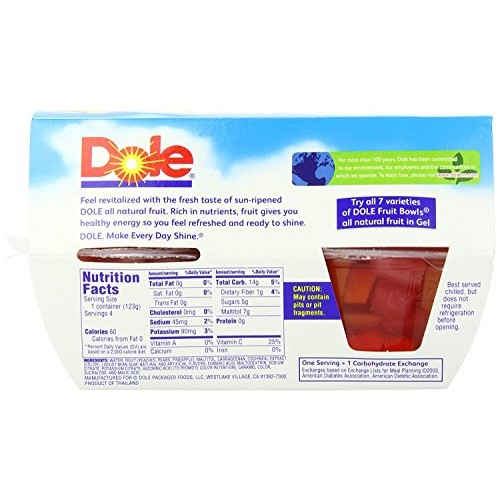 Dole Fruit Bowls Mixed Fruit In Cherry Gel, 4 Cups 6 Pack