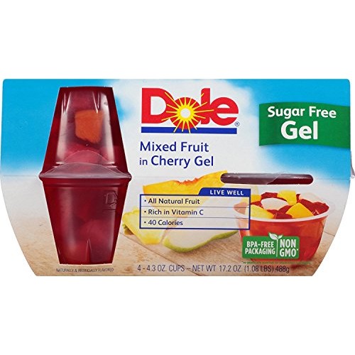 Dole Fruit Bowls Mixed Fruit In Cherry Gel, 4 Cups 6 Pack