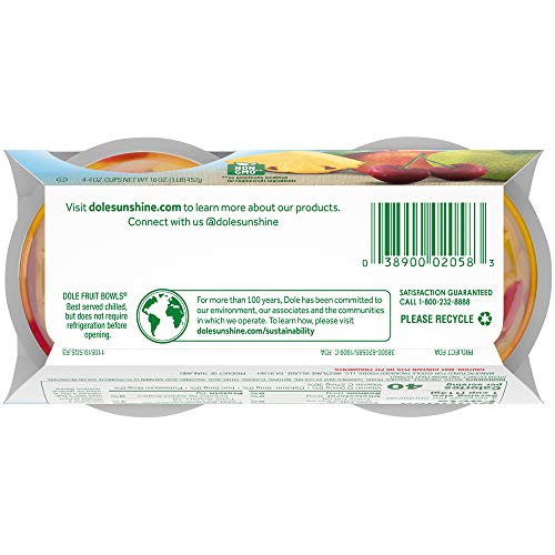 Dole Fruit Bowls No Sugar Added Cherry Mixed Fruit, 4 Cups 6 Pack