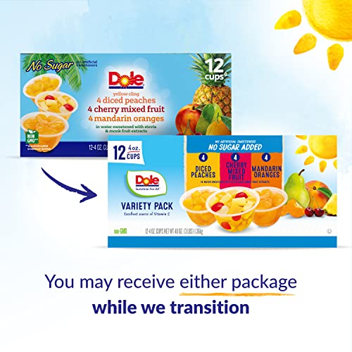 Dole Fruit Bowls No Sugar Added Variety Pack, Peaches, Mandarin ...