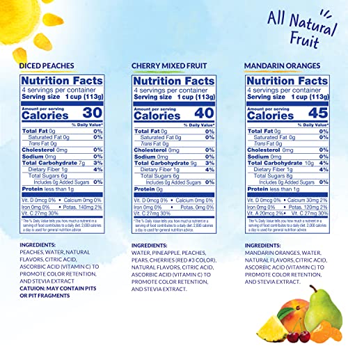 Dole Fruit Bowls No Sugar Added Variety Pack, Peaches, Mandarin ...
